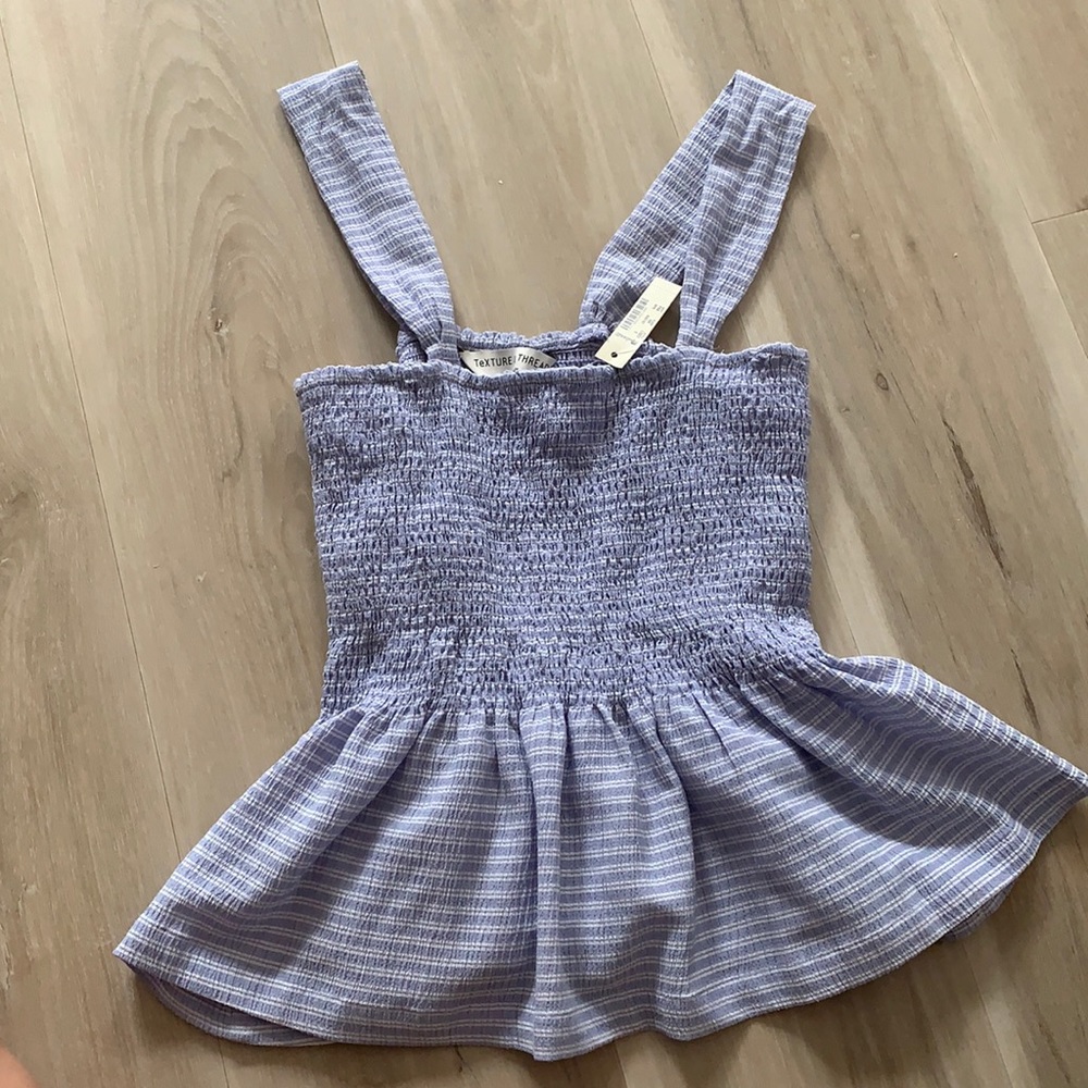 NWT. Madewell Peplum Top. Light Blue